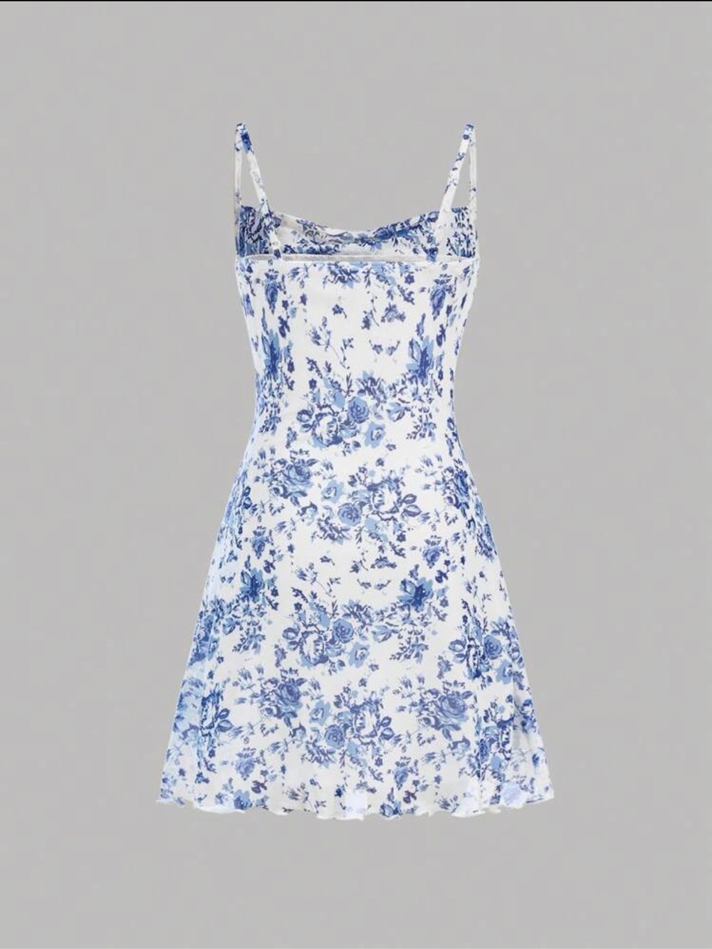 Elegant Spaghetti Strap Dress With Floral Print And Mesh Overlay For Summer - Picture 2 of 7